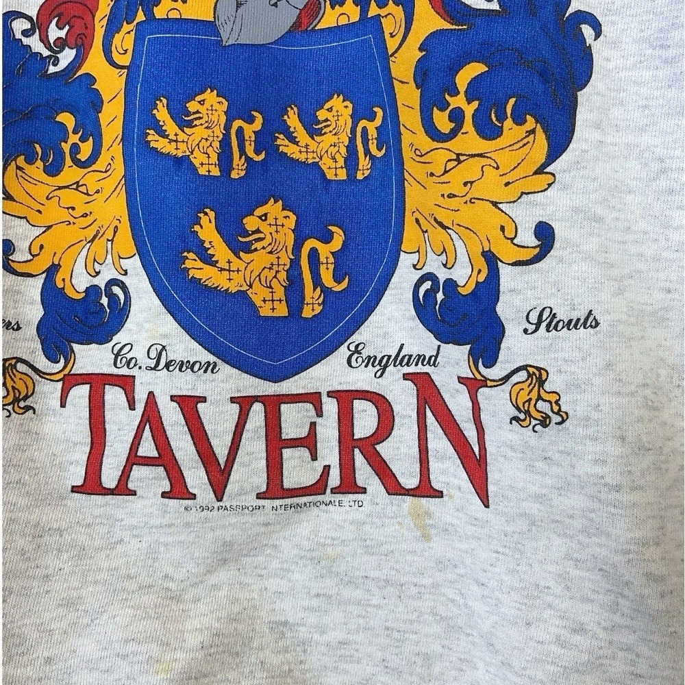Vintage 90's Newman's Tavern Bar Beer Shield Crest England Sweatshirt - Medium - Picture 3 of 5